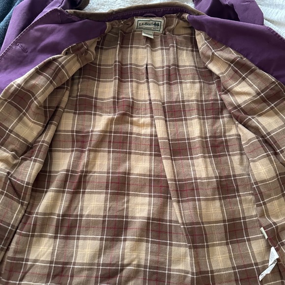 LL Bean Purple Canvas Flannel Corduroy Collar Barn Adirondack Jacket L Reg - Picture 6 of 7